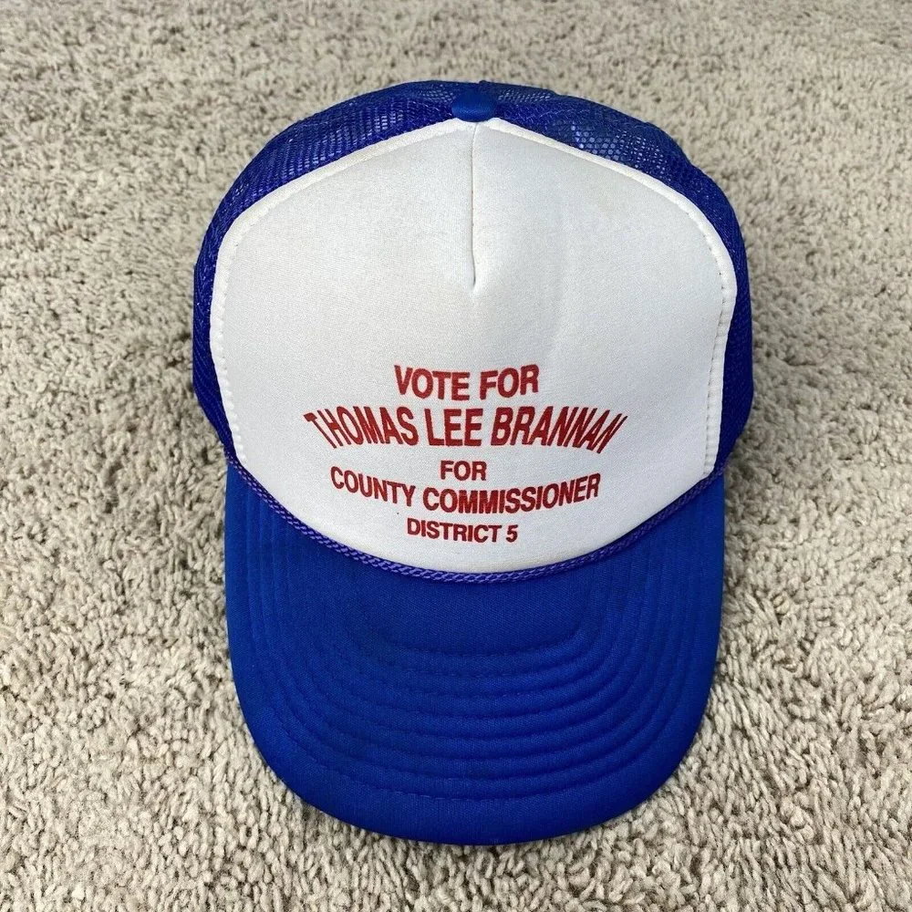 Vtg Nissun Hat Vote Thomas‎ Lee Brannan County Commissioner Trucker Snapback Cap
